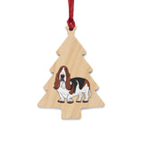 Basset Hound Wooden Ornaments, 6 Shapes, Magnetic Back, Red Ribbon, FREE Shipping, Made in USA!!