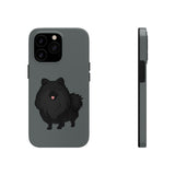 Black Pomeranian Tough Phone Cases, Case-Mate, iPhone, Impact Resistant, Glossy Finish, Wireless Charging, FREE Shipping, Made in USA!!