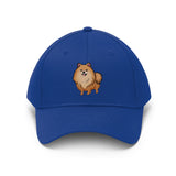 Pomeranian Unisex Twill Hat, Cotton Twill, Adjustable Velcro Enclosure, FREE Shipping, Made in USA!!