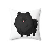 Black Pomeranian Spun Polyester Square Pillow, 3 Sizes, Polyester, Double Sided Print, Free Shipping, Made in USA!!