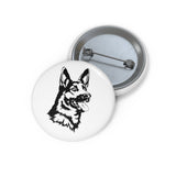 German Shepherd Custom Pin Buttons, 3 Sizes, Safety Pin Back, FREE Shipping, Made in USA!!