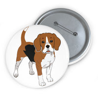 Beagle Custom Pin Buttons, 3 Sizes, Safety Pin Back, FREE Shipping, Made in USA!!