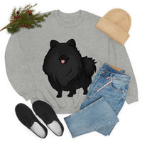 Black Pomeranian Unisex Heavy Blend™ Crewneck Sweatshirt, S - 3XL; 4 Colors; Cotton/Polyester; Medium Heavy Fabric; FREE Shipping; Made in USA!!