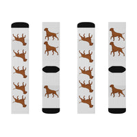 Rhodesian Ridgeback Sublimation Socks, 3 Sizes, Polyester/Spandex, Cushioned Bottoms, FREE Shipping, Made in USA!!