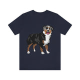 Australian Shepherd Unisex Jersey Short Sleeve Tee, XS-3XL, 14 Colors, Soft Cotton, Light Fabric, FREE Shipping, Made in USA!!