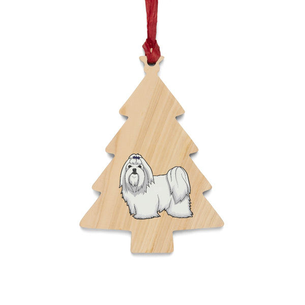 Maltese Wooden Ornaments, 6 Shapes, Solid Wood, Magnetic Back, Red Ribbon for Hanging, FREE Shipping, Made in USA!!