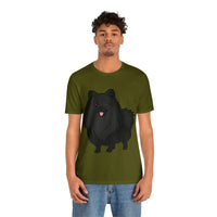 Black Pomeranian Unisex Jersey Short Sleeve Tee, S - 3XL, 16 Colors, Cotton, Light Fabric, FREE Shipping, Made in USA!!
