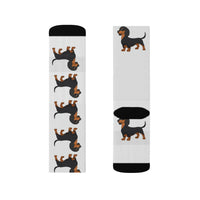 Dachshund Sublimation Socks, 3 Sizes, Polyester/Acrylic/Nylon/Spandex, FREE Shipping, Made in USA!!