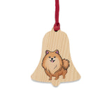 Pomeranian Wooden Ornaments, 6 Shapes, Solid Wood, Magnetic Back, Red Ribbon, FREE Shipping, Made in USA!!