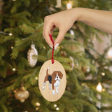 Beagle Wooden Ornaments, 6 Shapes, Solid Wood, Magnetic Back, Red Ribbon for Hanging, FREE Shipping, Made in the USA!!