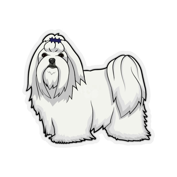 Maltese Kiss-Cut Stickers, White or Transparent, 4 Sizes, Indoor Use, Not Waterproof, FREE Shipping, Made in USA!!