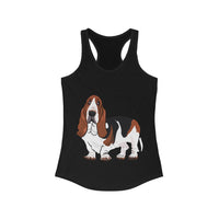 Basset Hound Women's Ideal Racerback Tank, XS - 2XL, 15 Colors, Cotton & Polyester, Free Shipping, Made In Usa!!