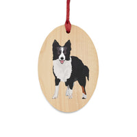 Border Collie Wooden Ornaments, Custom, Personalized, Magnetic Back, Red Ribbon, 6 Shapes, FREE Shipping, Made in the USA!!