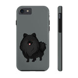 Black Pomeranian Tough Phone Cases, Case-Mate, iPhone, Impact Resistant, Glossy Finish, Wireless Charging, FREE Shipping, Made in USA!!