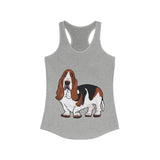 Basset Hound Women's Ideal Racerback Tank, XS - 2XL, 15 Colors, Cotton & Polyester, Free Shipping, Made In Usa!!