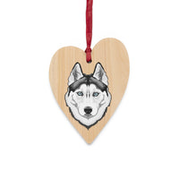 Siberian Husky Wooden Ornaments, 6 Shapes, Solid Wood, Magnetic Back, Red Ribbon Included, FREE Shipping, Made in USA!!