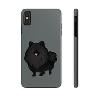 Black Pomeranian Tough Phone Cases, Case-Mate, iPhone, Impact Resistant, Glossy Finish, Wireless Charging, FREE Shipping, Made in USA!!