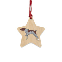 German Shorthaired Pointer Wooden Ornaments, 6 Shapes, Solid Wood, Magnetic Back, Contains Ribbon, FREE Shipping, Made in USA!!