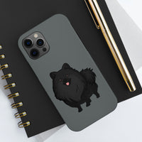 Black Pomeranian Tough Phone Cases, Case-Mate, iPhone, Impact Resistant, Glossy Finish, Wireless Charging, FREE Shipping, Made in USA!!