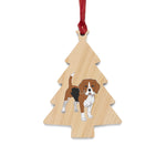 Beagle Wooden Ornaments, 6 Shapes, Solid Wood, Magnetic Back, Red Ribbon for Hanging, FREE Shipping, Made in the USA!!