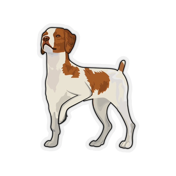 Brittany Dog Kiss-Cut Stickers, 4 Sizes, White or Transparent Background