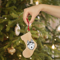 Siberian Husky Wooden Ornaments, 6 Shapes, Solid Wood, Magnetic Back, Red Ribbon Included, FREE Shipping, Made in USA!!