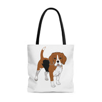 Beagle AOP Tote Bag, 100% Polyester, Boxed Corners, 3 Sizes, Black Lining, FREE Shipping, Made in USA!!