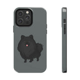 Black Pomeranian Tough Phone Cases, Case-Mate, iPhone, Impact Resistant, Glossy Finish, Wireless Charging, FREE Shipping, Made in USA!!