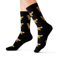Golden Retriever Sublimation Socks, 3 Sizes, Polyester/Spandex, Ribbed Tube, Cushioned Bottoms, FREE Shipping, Made in USA!!