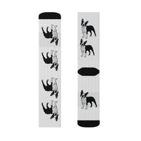 Boston Terrier Sublimation Socks, 3 Sizes, Polyester/Spandex, FREE Shipping, Made in USA!!