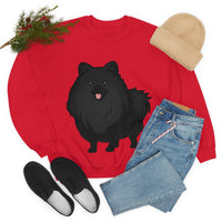 Black Pomeranian Unisex Heavy Blend™ Crewneck Sweatshirt, S - 3XL; 4 Colors; Cotton/Polyester; Medium Heavy Fabric; FREE Shipping; Made in USA!!