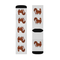 Ruby Cavalier King Charles Spaniel Sublimation Socks, 3 Sizes, Polyester/Spandex, FREE Shipping, Made in USA!!