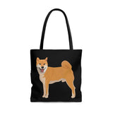 Shiba Inu Tote Bag, 3 Sizes, Polyester, Boxed Corners, Black Cotton Handles,