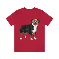Australian Shepherd Unisex Jersey Short Sleeve Tee, XS-3XL, 14 Colors, Soft Cotton, Light Fabric, FREE Shipping, Made in USA!!
