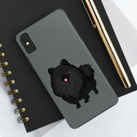 Black Pomeranian Tough Phone Cases, Case-Mate, iPhone, Impact Resistant, Glossy Finish, Wireless Charging, FREE Shipping, Made in USA!!