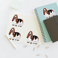 Basset Hound Sticker Sheets, Water Resistant, On Sheet Per Listing, Indoor/Short Term Outdoor Use, FREE Shipping, Made in USA!!