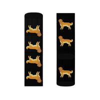 Golden Retriever Sublimation Socks, 3 Sizes, Polyester/Spandex, Ribbed Tube, Cushioned Bottoms, FREE Shipping, Made in USA!!
