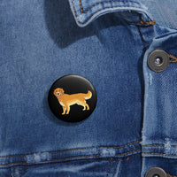 Golden Retriever Custom Pin Buttons, 3 Sizes, Safety Pin Backing, Metal, Lightweight, Durable, FREE Shipping, Made in USA!!