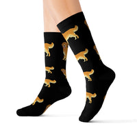 Golden Retriever Sublimation Socks, 3 Sizes, Polyester/Spandex, Ribbed Tube, Cushioned Bottoms, FREE Shipping, Made in USA!!