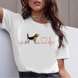 Dog T-Shirt, Beagle, Border Collie, Malinois, Bull Terrier, Rottweiler, Whippet, Greyhound, Tops, Female