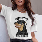 Dog T-Shirt, Beagle, Border Collie, Malinois, Bull Terrier, Rottweiler, Whippet, Greyhound, Tops, Female