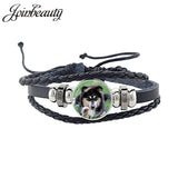 Rottweiler Glass Cabochon Bracelet, Sheltie, Shar Pei Dog, Multilayer Leather Bracelet, Fashion Accessories, Jewelry