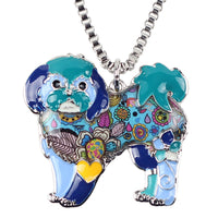 Shih Tzu Jewelry, Alloy, Yorkie, Yorkshire Dog, Choker, Enamel Necklace Chain. Collar Pendant.