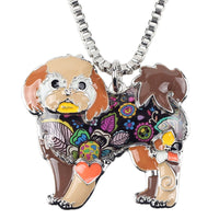 Shih Tzu Jewelry, Alloy, Yorkie, Yorkshire Dog, Choker, Enamel Necklace Chain. Collar Pendant.