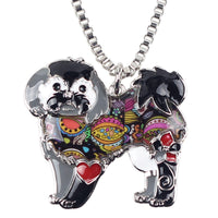 Shih Tzu Jewelry, Alloy, Yorkie, Yorkshire Dog, Choker, Enamel Necklace Chain. Collar Pendant.