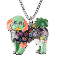 Shih Tzu Jewelry, Alloy, Yorkie, Yorkshire Dog, Choker, Enamel Necklace Chain. Collar Pendant.