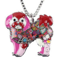 Shih Tzu Jewelry, Alloy, Yorkie, Yorkshire Dog, Choker, Enamel Necklace Chain. Collar Pendant.