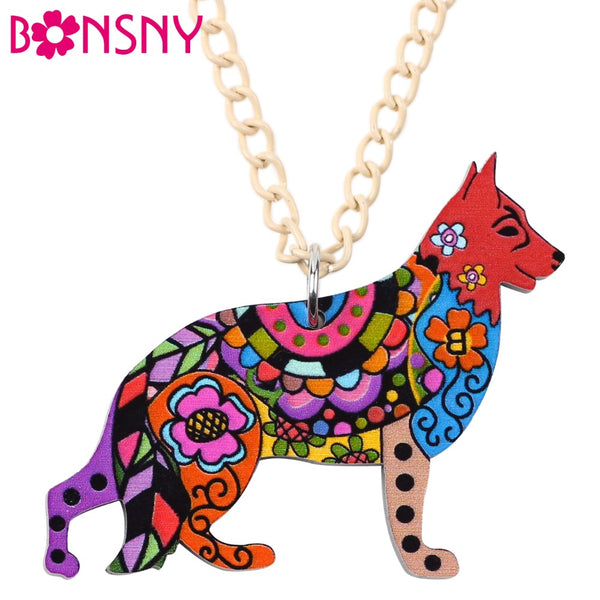 German Shepherd Bonsny Acrylic Necklace, Pendant, Chain, Collar, Choker