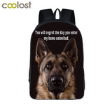 German Shepherd / Pit / Staffordshire Bull Terrier / Rottweiler Backpack For Teenager Children School Bags Boy Dog Bag