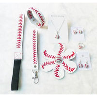 Softball Accessories Set, Leather Headband, Hair Flower, Bracelet, Wristlet, Key Chain Post, Earrings Studs Dangle, Necklace